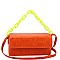 Medium Linked 2-Way Boxy Chain Strap Accent Flap Satchel