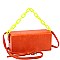 Medium Linked 2-Way Boxy Chain Strap Accent Flap Satchel