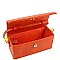 Medium Linked 2-Way Boxy Chain Strap Accent Flap Satchel