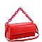 Medium Linked 2-Way Boxy Chain Strap Accent Flap Satchel