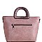 2 WAY OSTRICH DETAIL SATCHEL WALLET SET
