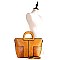 2 WAY OSTRICH DETAIL SATCHEL WALLET SET