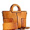 2 WAY OSTRICH DETAIL SATCHEL WALLET SET