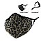 LEOPARD PRINT ADJUSTABLE ELASTIC EAR STRAP RHINESTONE BLING MASK W/ FILTER POCKET