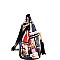 Stylish Magazine Print Front Pocket Tassel Accent Cross Body Bag MH-MB3031