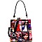 JEWEL-TOP MAGAZINE PRINT PATENT SATCHEL