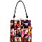 JEWEL-TOP MAGAZINE PRINT PATENT SATCHEL