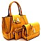3 IN 1 FLIP LOCK STUDDED SATCHEL SET