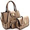 3 IN 1 FLIP LOCK STUDDED SATCHEL SET
