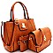 3 IN 1 FLIP LOCK STUDDED SATCHEL SET