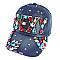 "SEXY" Large Colorful Gems Stoned on Distressed Denim Cap