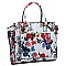 2-Way Flower Print Multi-Compartment Wing Satchel