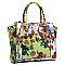 2-Way Flower Print Multi-Compartment Wing Satchel