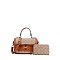 2- in-1 Oval Twist Lock XFT-9095A Monogram Satchel Set