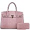 2 IN 1 CROCO PATTERN SATCHEL WITH WALLET