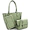 3 in 1 Zipper Accent Tote Cross Body Value SET