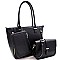 3 in 1 Zipper Accent Tote Cross Body Value SET