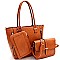3 in 1 Zipper Accent Tote Cross Body Value SET