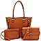 3 in 1 Zipper Accent Tote Cross Body Value SET
