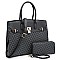 2-in-1 Monogram Padlock Colorblock Satchel