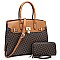 2-in-1 Monogram Padlock Colorblock Satchel