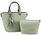 2 IN 1 CUTE TASSEL ACCENT TOTE BAG WITH LONG STRAP