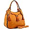 2-Way Chunky Tassel Accent Drawstring Hobo