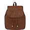 STYLISH WOVEN LEATHER CROSSED DRAWSTRING BACKPACK