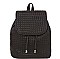 STYLISH WOVEN LEATHER CROSSED DRAWSTRING BACKPACK
