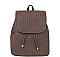 STYLISH WOVEN LEATHER CROSSED DRAWSTRING BACKPACK