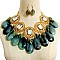 CHUNKY RINGS AND STONES FASHION NECKLACE SET