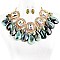 CHUNKY RINGS AND STONES FASHION NECKLACE SET