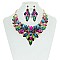 Vine Floral Style Bib RHINESTONE NECKLACE With Matching Earrings MEZ8422