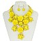 Fashionable Acrylic Rose Cluster Chunky Statement Necklace and Earrings Set SLNEL164