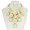 Fashionable Acrylic Rose Cluster Chunky Statement Necklace and Earrings Set SLNEL164