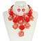 Fashionable Acrylic Rose Cluster Chunky Statement Necklace and Earrings Set SLNEL164