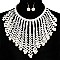 Pearl Beaded Bib Choker Necklace - Collar Statement Necklace Earrings Set