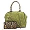 Studded Motorcycle Jacket Leopard Trim 2-in-1 Boston Bag