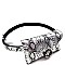 METALLIC SNAKE PRINT FANNY PACK WITH GOLD BELT