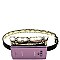 METALLIC SNAKE PRINT FANNY PACK WITH GOLD BELT