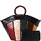 WOODEN HANDLE COLOR BLOCK CROCODILE SATCHEL WALLET SET