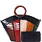 WOODEN HANDLE COLOR BLOCK CROCODILE SATCHEL WALLET SET