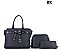 3 IN 1 SOLID COLOR HANDBAG WALLET SET WITH SNAKESKIN BOW ACCENT