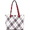 3 in 1 Plaid Checker Print Shopper Tote Wallet SET