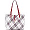 3 in 1 Plaid Checker Print Shopper Tote Wallet SET