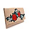 Flower Embroidered Flap Clutch