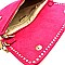 Stud Accent Felt-Suede Flap 2-Way Clutch