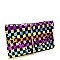 CHECKERED MULTI COLOR SEQUIN ENVELOPE CLUTCH
