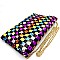 CHECKERED MULTI COLOR SEQUIN ENVELOPE CLUTCH