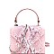 Small Metallic Snake Print Box Cross Body Satchel
